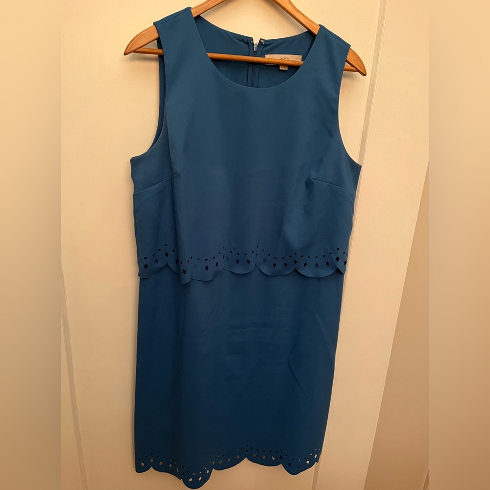 Ann Taylor Loft Elegant Blue Sleeveless Dress